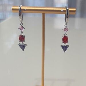 18K White Gold Plated Crystal Drop Earrings - NWOT
